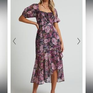 Showpo Floral Midi Dress. Never worn. Size 14. Perfect for a summer wedding!